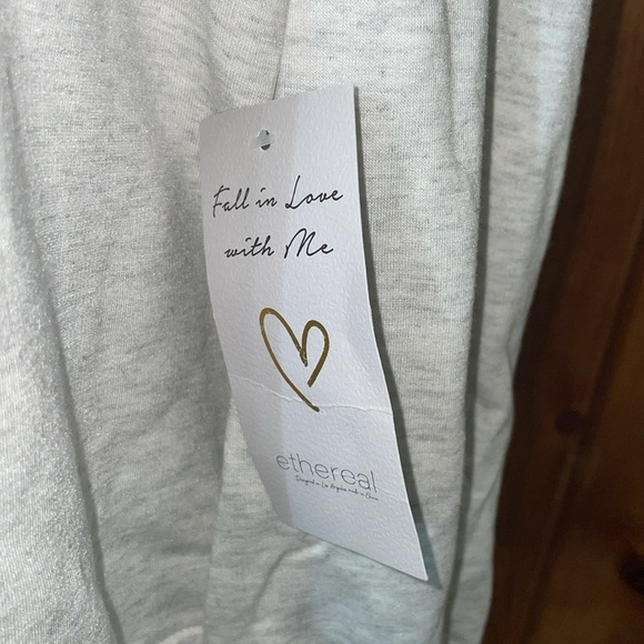 Ethereal crew neck pull over sweatshirt NWT gray puffed sleeve shoulders large - Picture 3 of 7